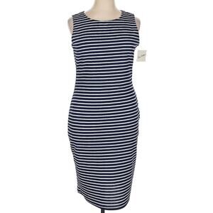 NWT Olivia Matthews Dress Medium Tank Blue White Stripe Nautical Preppy NEW